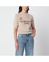 Weekend by Maxmara - Sand Cotton Sweater With Embroidery - Lyst