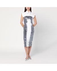 ワンピース SPORTMAX MIDI DRESS WITH GRADIENT SEQUIN EFFECT Sportmax Midi Dress With Gradient Sequin Effect in White | Lyst