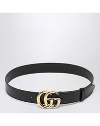 Gucci - Leather Belt With Gg Marmont Buckle - Lyst