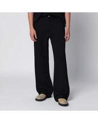 MM6 by Maison Margiela - Wide-Leg Cotton Trousers With Embroidered Logo - Lyst