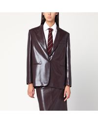 ANDAMANE - Bordeaux Faux Leather Single-Breasted Jacket - Lyst