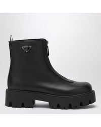 Prada - Leather Zip-Up Ankle Boots - Lyst