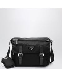Prada - Borsa A Tracolla Media Nera - Lyst