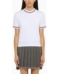 Thom Browne - White Crew Neck T Shirt With Patch - Lyst