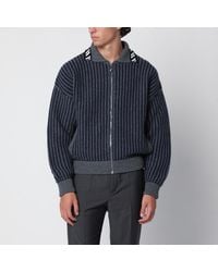 Versace - Dark Wool Zip-Up Cardigan - Lyst