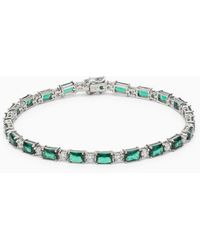 Hatton Labs Silver Bracelet With Green Zircons - White