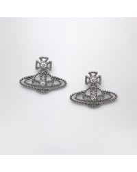 Vivienne Westwood - Platinum Orb Logo Earrings - Lyst