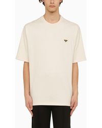 Prada - Natural Cotton Crew-neck T-shirt - Lyst