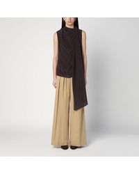 P.A.R.O.S.H. - Blouse Marron En Soie - Lyst