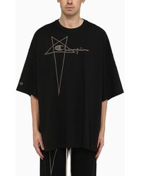 Rick Owens - T-shirt tommy t over nera in cotone con logo - Lyst