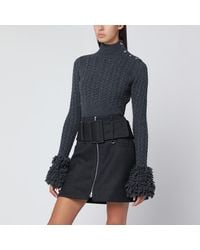 Patou - Maglione con frange grigio in lana e cashmere - Lyst
