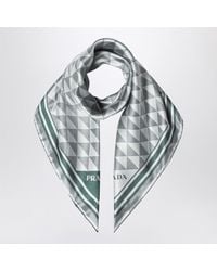 Prada - Emerald Printed Silk Twill Scarf 90X90 - Lyst