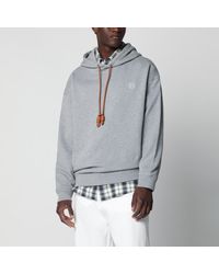Loewe - Mélange Relaxed-Fit Hoodie With Leather Drawstring - Lyst