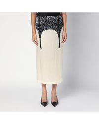 Moschino - Ivory Midi Skirt With Illusion Lace Print - Lyst
