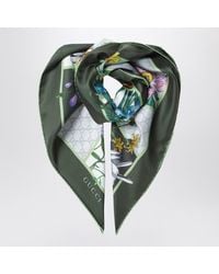 Gucci - Foulard in twill di seta con stampa flora - Lyst