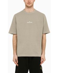 Stone Island - Dust-coloured Cotton T-shirt With Logo - Lyst