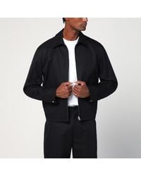 Gucci - Giacca nera in twill di cotone con dettaglio web - Lyst