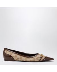 Gucci - Savoy Ballet Flats In gg Fabric And Leather In Beige Sand/ - Lyst