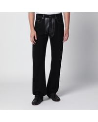 Versace - Straight-Leg Denim And Leather Jeans - Lyst