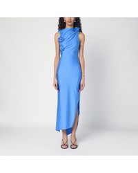 Coperni - Asymmetrisches Blaues Kleid Mit Blumen - Lyst