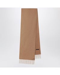 Prada - Camel Silk And Cashmere Scarf - Lyst