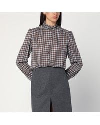 Prada - Chemise À Carreaux/Cacao En Mélange De Soie - Lyst