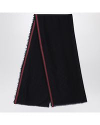 Gucci - Schwarze Stola Aus Seide Und Baumwolle Mit Gg-Muster - Lyst