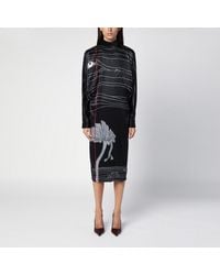 Ferragamo - 'Spirit Print Midi Dress - Lyst