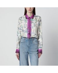 Gucci - Ivory Silk Twill Shirt With Floral Print - Lyst