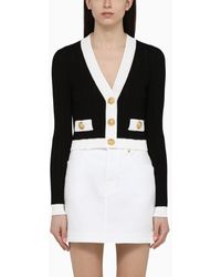 Balmain - /white Cardigan With Gold Buttons - Lyst
