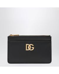 Dolce & Gabbana - Leather Zip Card Holder With Dg Logo - Lyst