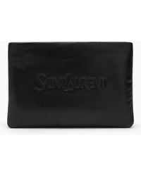 Saint Laurent - Padded Clutch Bag With Logo - Lyst