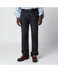 Prada - Wool Trousers With Chevron Pattern - Lyst