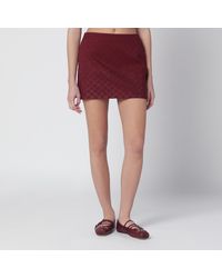 Gucci - Rosso Ancora Gg-Fabric Mini Skirt With Crystals - Lyst