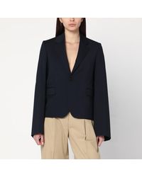 Loewe - Giacca monopetto navy in lana - Lyst