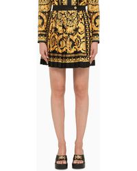 Versace - Black And Gold Pleated Silk Mini Skirt - Lyst