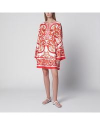 Dolce & Gabbana - Maiolica-Print Silk Twill Kaftan Dress, Multicolour - Lyst