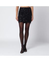 ROTATE BIRGER CHRISTENSEN - Mini gonna nera con frange di perline - Lyst
