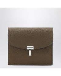 TOTEME - Taupe Grained-Leather T-Lock Card Holder - Lyst