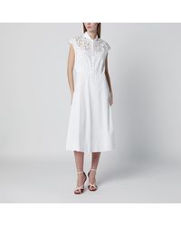 Valentino - Midi Dress With Sangallo Embroidery - Lyst