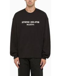 Stone Island - Crew-neck Navy Cotton Sweatshirt - Lyst