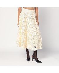 ROTATE BIRGER CHRISTENSEN - Cream Skirt With Floral Appliqués - Lyst