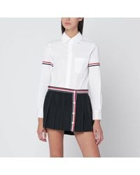 Thom Browne - Camicia in popeline di cotone bianca - Lyst
