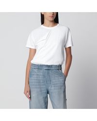 MM6 by Maison Margiela - Cotton Jersey T-Shirt With Distressed Detail - Lyst