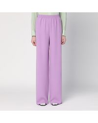 Valentino - Wide Lilac Pink Silk Pants - Lyst