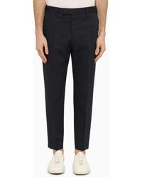 PT Torino - Navy Slim Trousers In Cotton And Linen - Lyst