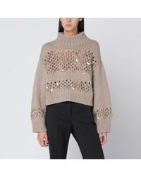 Brunello Cucinelli - Openwork Sweater With Sequins - Lyst