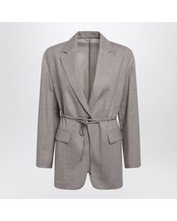 Brunello Cucinelli - Double-Breasted Almond Virgin Wool Blazer - Lyst