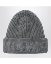 Loewe - Wool Beanie With Logo Embroidery - Lyst