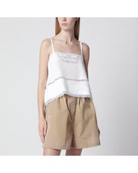Prada - Linen And Lace Top - Lyst